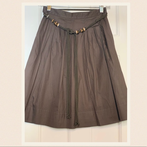 Elie Tahari Brown Skirt with Beaded Tie Belt - Picture 2 of 4